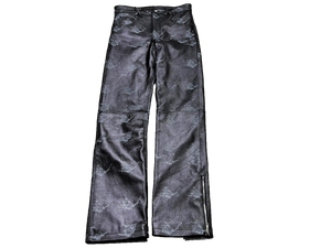 Black Knight Marble Camouflage Leather Pants