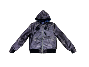 BLACK KNIGHT REVERSIBLE LEATHER HOODIE