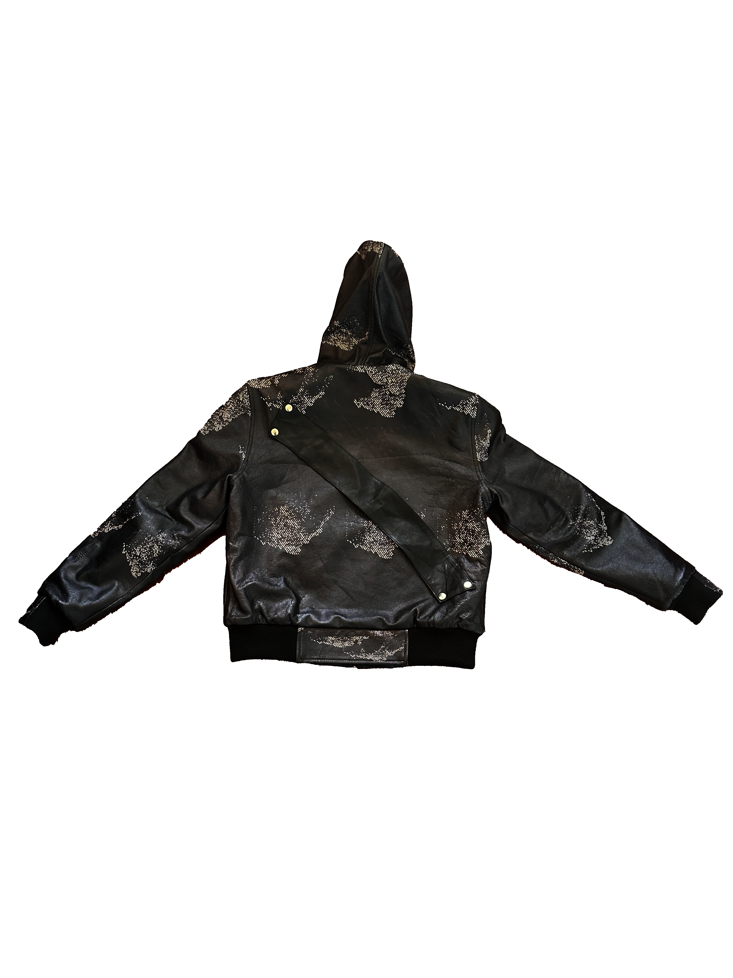 Black Knight Marble Camouflage Leather Hoodie